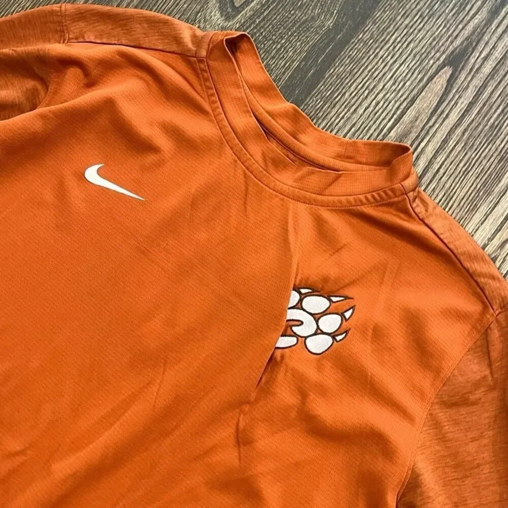 Nike Mens Dri-Fit Clemson Tigers On Field Long Sleeve Shirt Orange/White Size XL